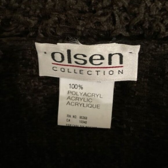 Olsen Chocolate Brown Ribbed Tunic Sweater with Fuzzy Cowl Neck - Picture 7 of 8